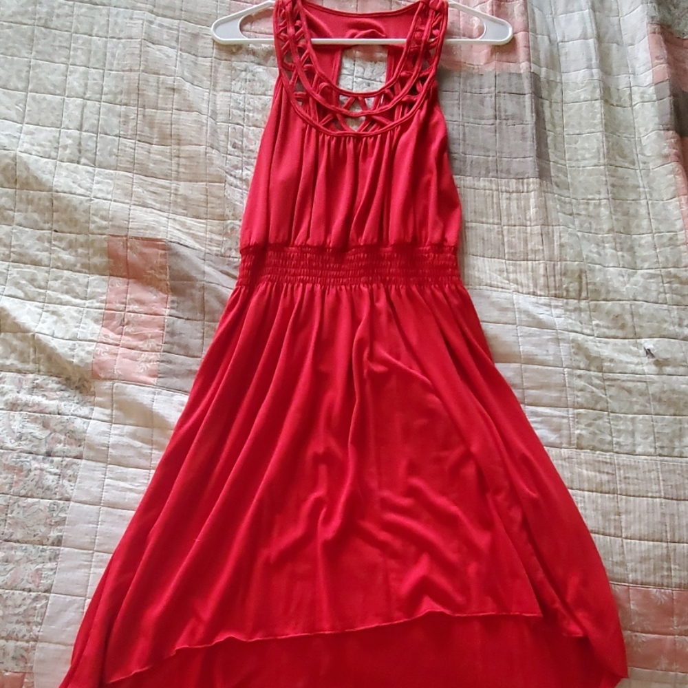Red High low dress, key hole back